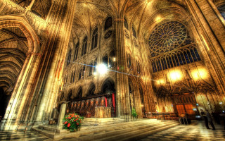 Cathedral stone altar checkered floor - a cathedral free wallpaper