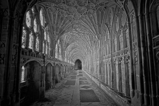 Cathedral black white hallway entrance - ansel adams free wallpaper