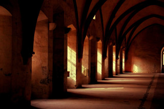 Long hallway arches window sunlight - sunlight free wallpaper