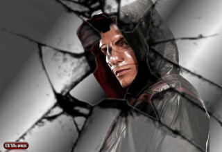 Man hooded jacket broken glass - a broken glass window free wallpaper