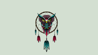 Owl feathers dreamcatcher green gray - an owl free wallpaper