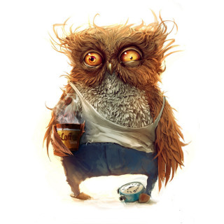 Owl coffee clock wide open - wide free wallpaper
