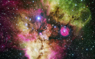 Colorful star cluster stars black - center free wallpaper