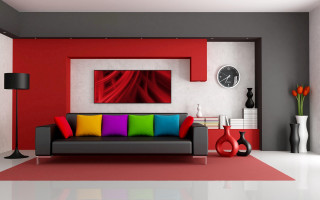 Living room couch clock red - a red carpet free wallpaper