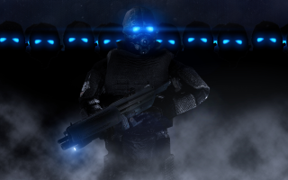 Man space suit gun blue - a line free wallpaper