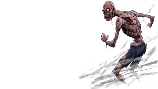 Zombie snowboard running bald muscular - his hands out free wallpaper