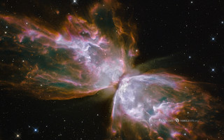 Glowing butterfly cosmic starry sky - cosmic free wallpaper