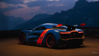 Blue orange sports car mountains 2 - near free wallpaper for desktop