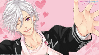 White hair man pink background - heart free wallpaper