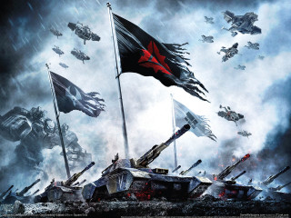 Tanks flags flying red star - warhammer free wallpaper