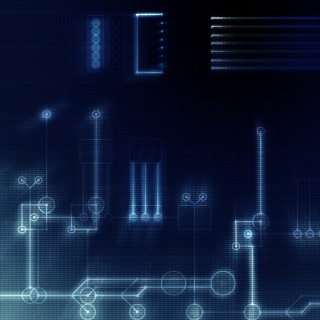 Blue background electrical equipment lines - free cyberpunk wallpaper