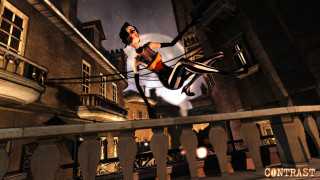 Woman bikini flying balcony night - a balcony free wallpaper