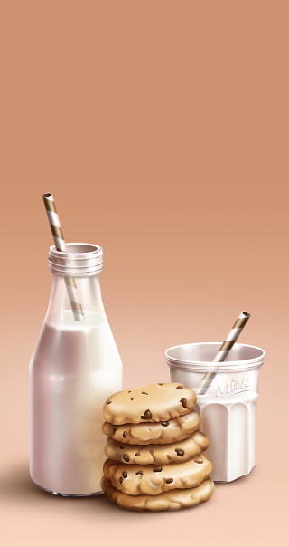 Milk bottle glass white dairy - digital painting free wallpaper