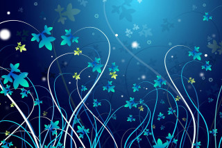 Blue background flowers swirls night 2 - gradient light blue free wallpaper