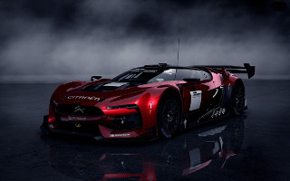 Red sports car dark fog - fog free wallpaper