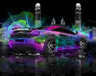 Colorful car design city skyline - matte drawing free wallpaper