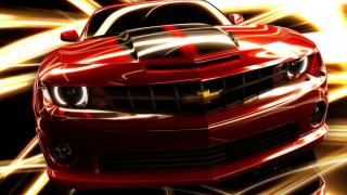 Red car black stripe hood 2 - matte drawing free wallpaper