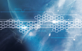 Futuristic man suit hexagon background - a futuristic background free wallpaper