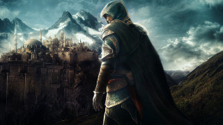 Medieval man castle mountain background - a castle free wallpaper