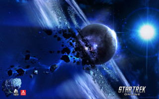 Space starfield planet aurora moon - a blue star free wallpaper