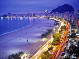 City beach cars mountain night - international typographic style free wallpaper for desktop