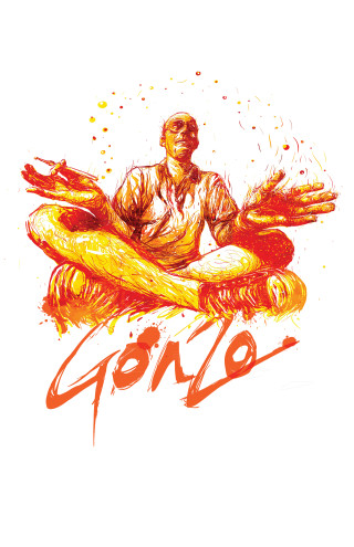 Man sitting hands in air - psychedelic free wallpaper