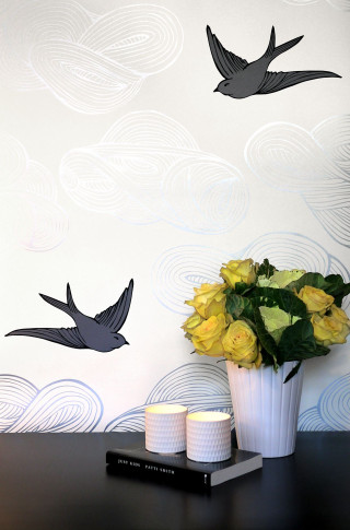 Vase flowers table wall birds - bird free wallpaper