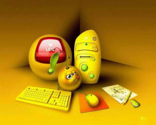 Yellow apple computer yellow background - a yellow surface free wallpaper