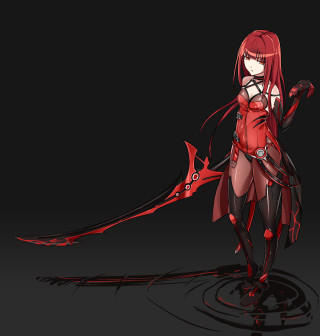 Woman red outfit sword blade - her hand free wallpaper