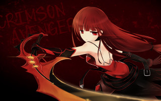 Red haired woman sword dress - long red hair holding free wallpaper