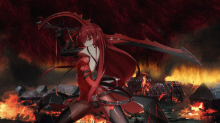 Woman red outfit sword fire - a red outfit free wallpaper