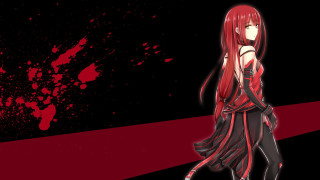 Redhair woman gothic blood splatter - a woman free wallpaper