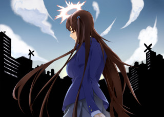 Woman long hair city skyline - ayako rokkaku free wallpaper