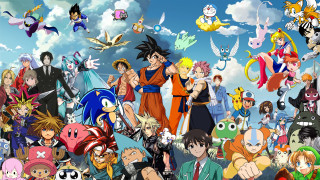 Anime characters sky background clouds - cloud and birds free wallpaper