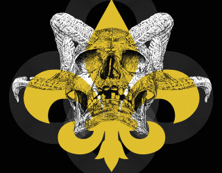 Skull crown fleur de lis - abstract illusionism free wallpaper