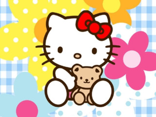 Hello kitty teddy bear checkered - naive free wallpaper