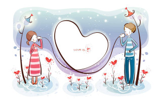 Couple snow heart frame together - the snow free wallpaper for desktop