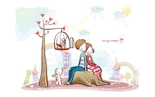 Couple rock birdcage dog background - a couple sitting free wallpaper