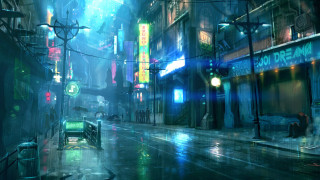 City street neon lights nighttime 2 - cedric peyravernay free wallpaper