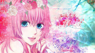 Girl pink hair flowers in - pink hair free wallpaper