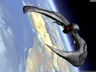 Spaceship flying earth red light - mass effect free wallpaper