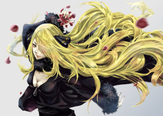 Woman blonde hair black hat - flowing hair free wallpaper