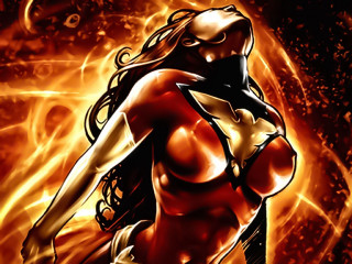 Woman red yellow costume fire - costume free wallpaper