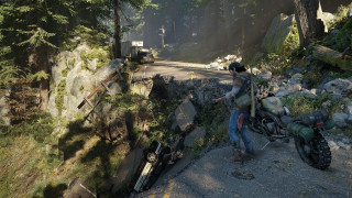 Man motorcycle road forest mountain 2 - a truck free wallpaper