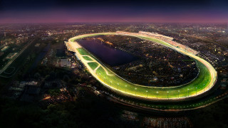 Circular building green light river - a green light free wallpaper
