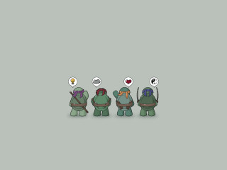 Turtles speech bubbles group conversation - a minimalist painting free wallpaper