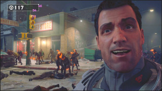 Man suit tie building crowd - video game free wallpaper