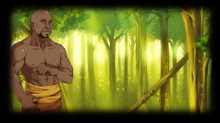 Man yellow belt forest trees - character art free wallpaper