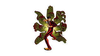 Man red green suit dancing - his leg free wallpaper