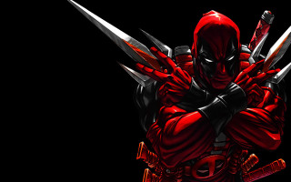 Deadpool character swords red hoodie 3 - two sword free wallpaper